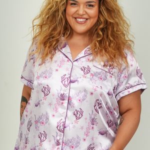 Lilac Coral Garden Short Satin PJ Set