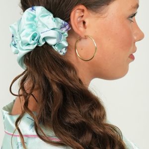 Aqua Dragonflies Satin Hair Scrunchie