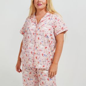 Hop To Bed Jersey Knit Cotton Short Top / Long Pants PJ Set