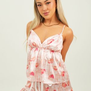 Peaches Satin Camisole Short Pajama Set