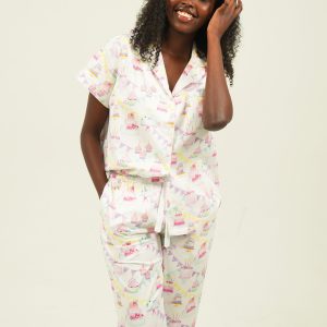Womens Birthday Cotton Long Pajama Set