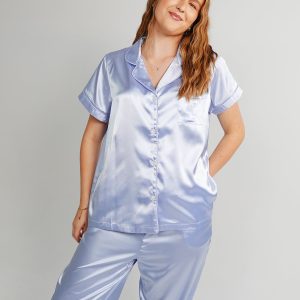 Periwinkle Satin Long Pajama Set