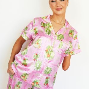 Pickles Satin Short Top / Long Pants Pajama Set