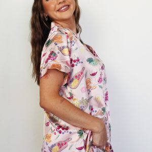 Cheese & Wine Satin Short Pajama Set