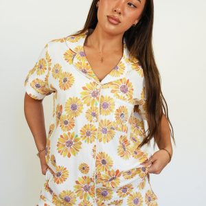 Sunflower Jersey Knit Cotton Short PJ Set