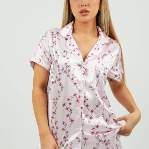 Cherry Blossom Satin Short Pajama Set