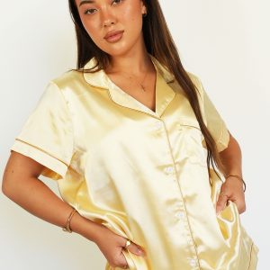 Womens Golden Ticket Satin Short Pajama Set