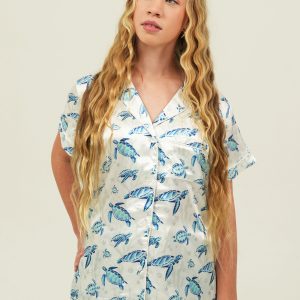 Find The Current White Satin Short Pajama Set