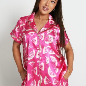 Watermelon Fruit Satin Short Pajama Set