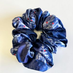 Snowy Night Christmas Satin Scrunchie