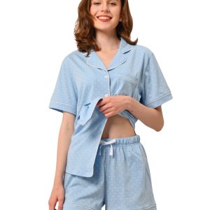 Woven Light Blue Polka Dot