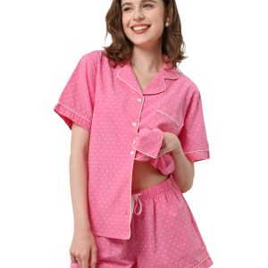 Woven Pink Polka Dot