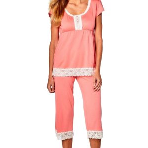 Sophie Trends Short Sleeve Top Cropped Pant PJ Set